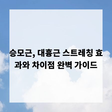 승모근, 대흉근 스트레칭 효과와 차이점 완벽 가이드