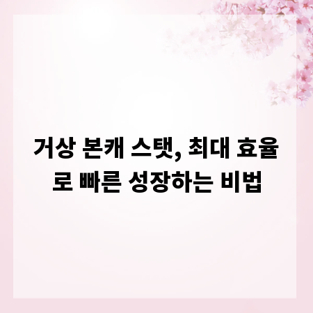 거상 본캐 스탯, 최대 효율로 빠른 성장하는 비법