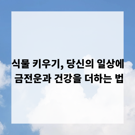 식물 키우기, 당신의 일상에 금전운과 건강을 더하는 법
