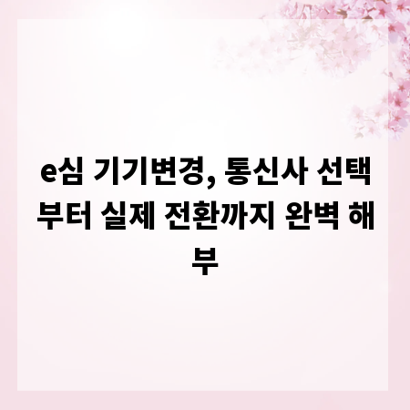 e심 기기변경, 통신사 선택부터 실제 전환까지 완벽 해부