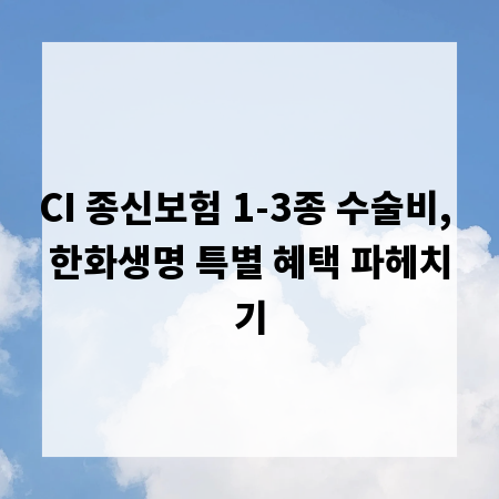 CI 종신보험 1-3종 수술비, 한화생명 특별 혜택 파헤치기