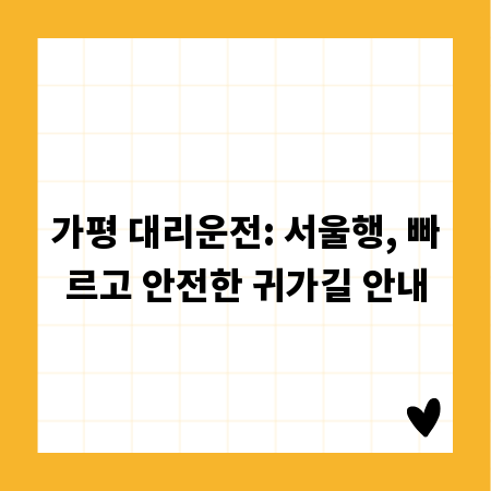 가평 대리운전: 서울행, 빠르고 안전한 귀가길 안내