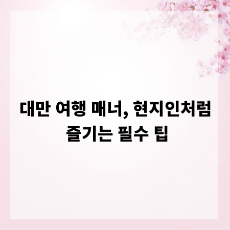 대만 여행 매너, 현지인처럼 즐기는 필수 팁