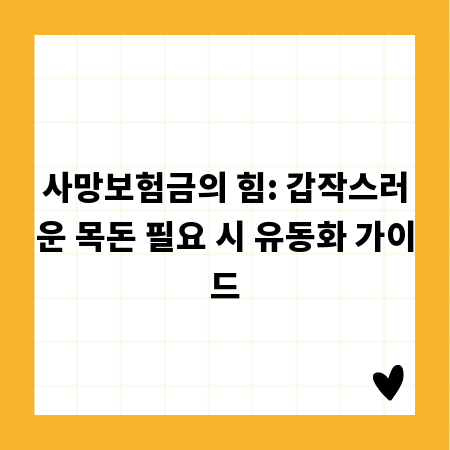 사망보험금의 힘: 갑작스러운 목돈 필요 시 유동화 가이드