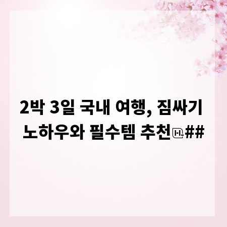 2박 3일 국내 여행, 짐싸기 노하우와 필수템 추천
##