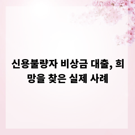 신용불량자 비상금 대출, 희망을 찾은 실제 사례