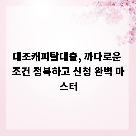 대조캐피탈대출, 까다로운 조건 정복하고 신청 완벽 마스터