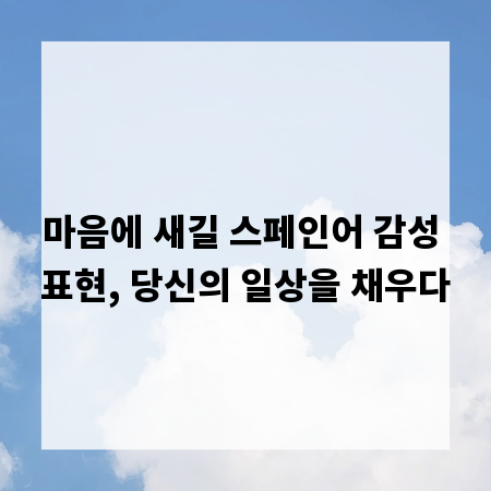 마음에 새길 스페인어 감성 표현, 당신의 일상을 채우다