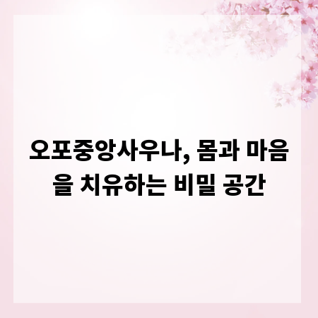 오포중앙사우나, 몸과 마음을 치유하는 비밀 공간