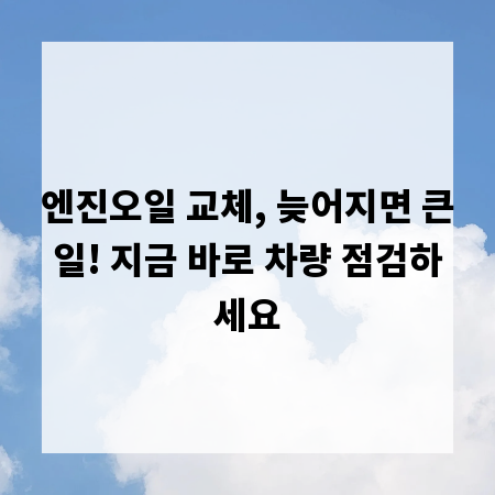 엔진오일 교체, 늦어지면 큰일! 지금 바로 차량 점검하세요