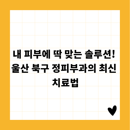 내 피부에 딱 맞는 솔루션! 울산 북구 정피부과의 최신 치료법