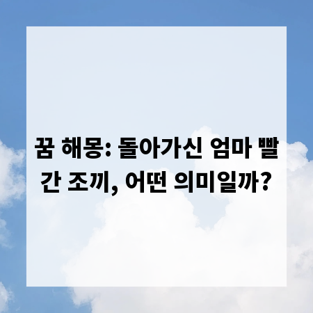 꿈 해몽: 돌아가신 엄마 빨간 조끼, 어떤 의미일까?