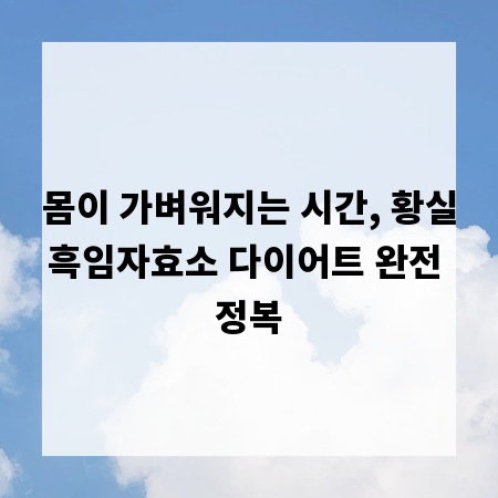 몸이 가벼워지는 시간, 황실흑임자효소 다이어트 완전 정복
