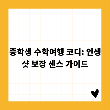 중학생 수학여행 코디: 인생샷 보장 센스 가이드