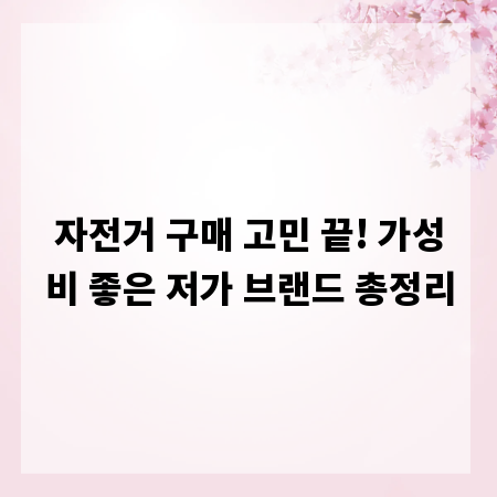 자전거 구매 고민 끝! 가성비 좋은 저가 브랜드 총정리