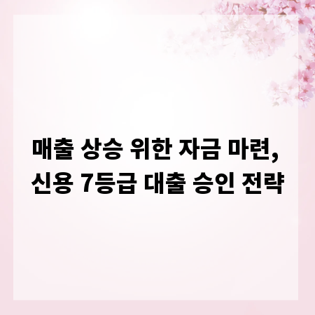 매출 상승 위한 자금 마련, 신용 7등급 대출 승인 전략