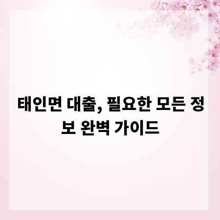 태인면 대출, 필요한 모든 정보 완벽 가이드