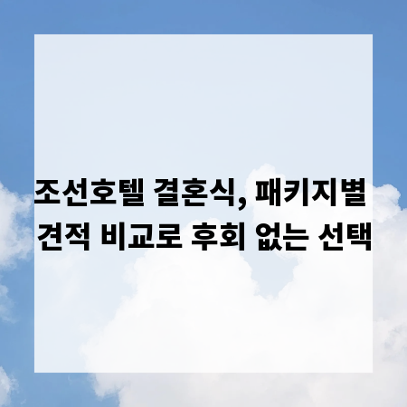 조선호텔 결혼식, 패키지별 견적 비교로 후회 없는 선택