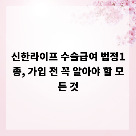 신한라이프 수술급여 법정1종, 가입 전 꼭 알아야 할 모든 것