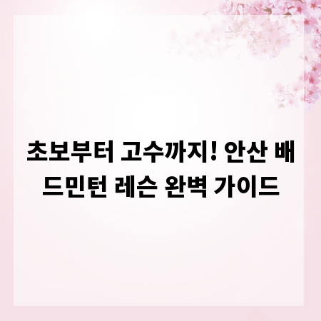 초보부터 고수까지! 안산 배드민턴 레슨 완벽 가이드