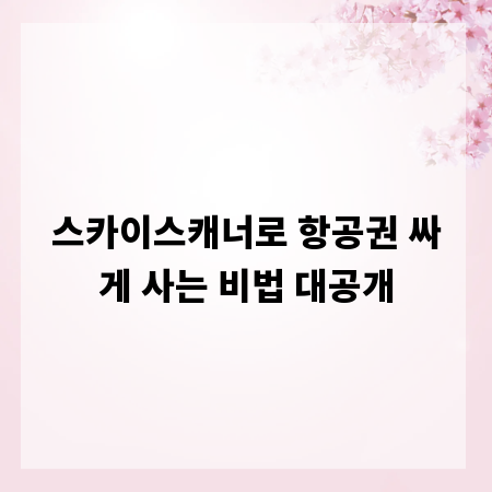 스카이스캐너로 항공권 싸게 사는 비법 대공개