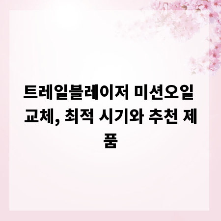 트레일블레이저 미션오일 교체, 최적 시기와 추천 제품