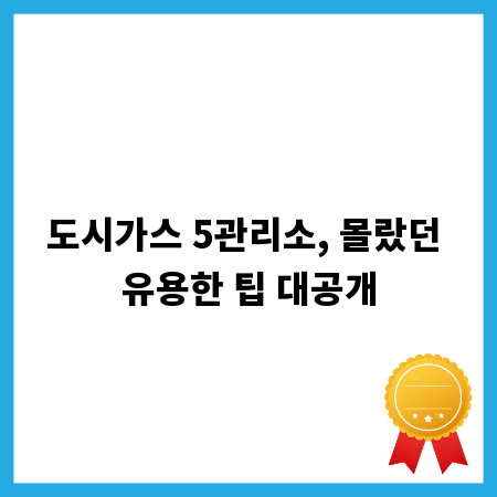 도시가스 5관리소, 몰랐던 유용한 팁 대공개