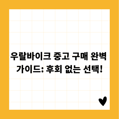 우랄바이크 중고 구매 완벽 가이드: 후회 없는 선택!