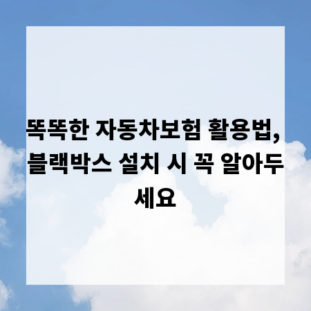 똑똑한 자동차보험 활용법, 블랙박스 설치 시 꼭 알아두세요