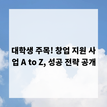 대학생 주목! 창업 지원 사업 A to Z, 성공 전략 공개