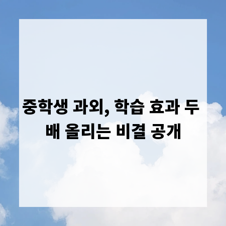 중학생 과외, 학습 효과 두 배 올리는 비결 공개