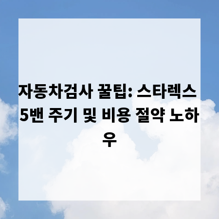 자동차검사 꿀팁: 스타렉스 5밴 주기 및 비용 절약 노하우