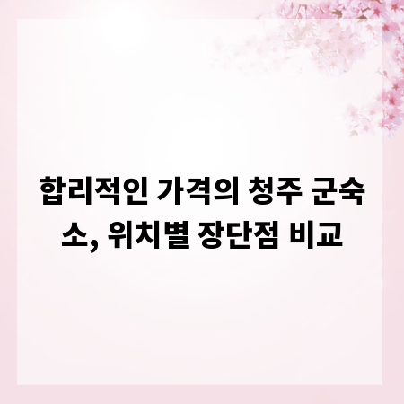 합리적인 가격의 청주 군숙소, 위치별 장단점 비교