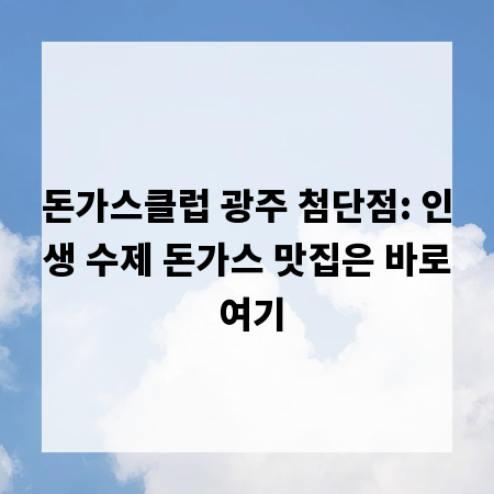 돈가스클럽 광주 첨단점: 인생 수제 돈가스 맛집은 바로 여기