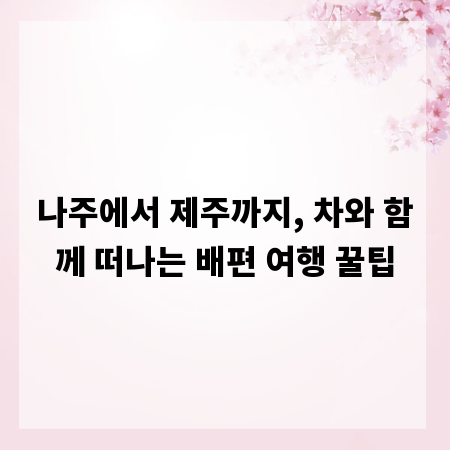 나주에서 제주까지, 차와 함께 떠나는 배편 여행 꿀팁