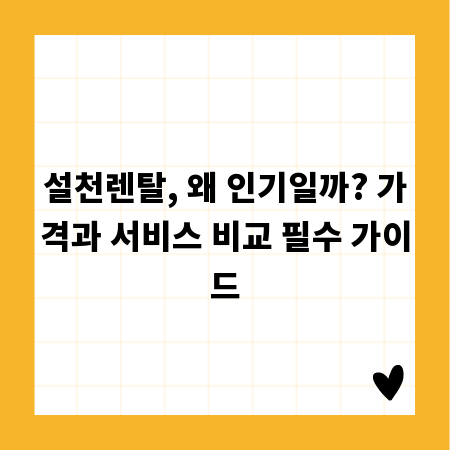 설천렌탈, 왜 인기일까? 가격과 서비스 비교 필수 가이드