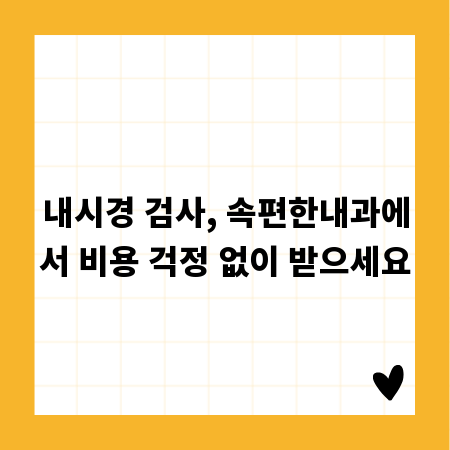 내시경 검사, 속편한내과에서 비용 걱정 없이 받으세요