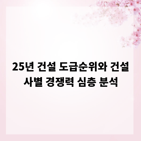 25년 건설 도급순위와 건설사별 경쟁력 심층 분석