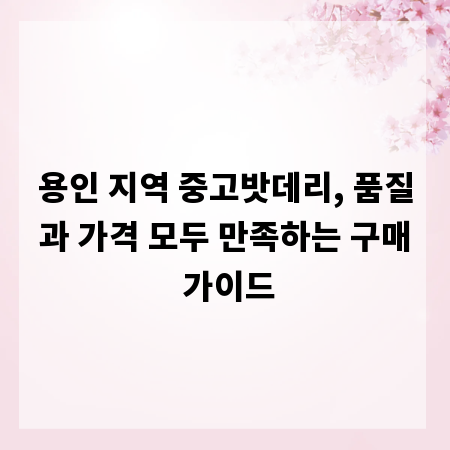 용인 지역 중고밧데리, 품질과 가격 모두 만족하는 구매 가이드