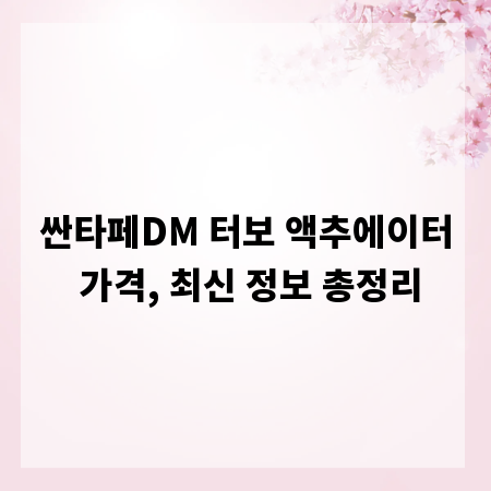 싼타페DM 터보 액추에이터 가격, 최신 정보 총정리