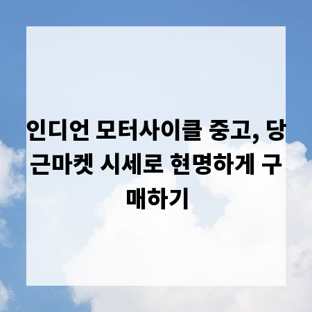 인디언 모터사이클 중고, 당근마켓 시세로 현명하게 구매하기