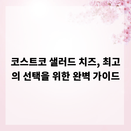 코스트코 샐러드 치즈, 최고의 선택을 위한 완벽 가이드