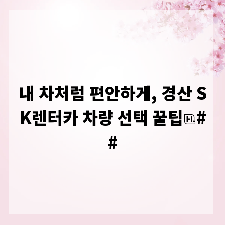 내 차처럼 편안하게, 경산 SK렌터카 차량 선택 꿀팁
##