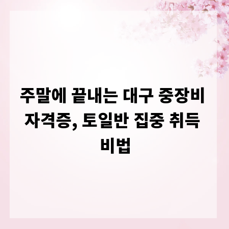 주말에 끝내는 대구 중장비 자격증, 토일반 집중 취득 비법