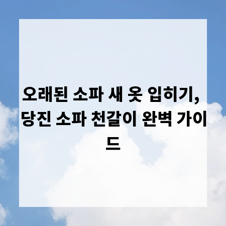 오래된 소파 새 옷 입히기, 당진 소파 천갈이 완벽 가이드