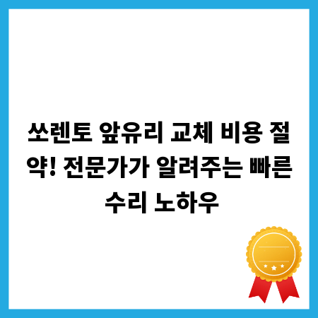 쏘렌토 앞유리 교체 비용 절약! 전문가가 알려주는 빠른 수리 노하우