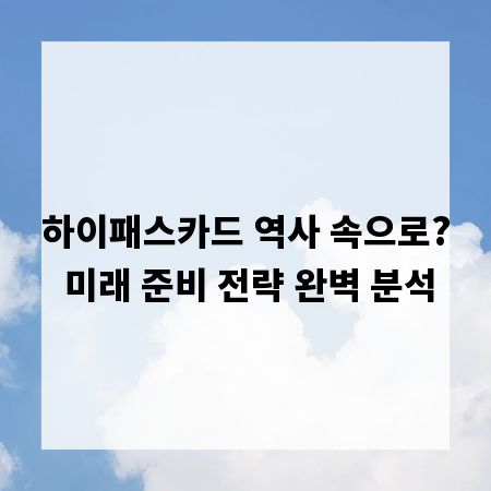 하이패스카드 역사 속으로? 미래 준비 전략 완벽 분석