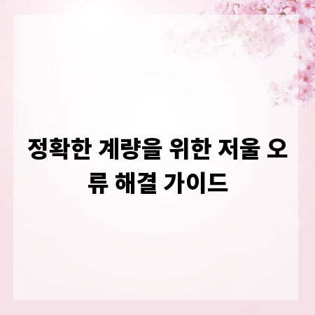 정확한 계량을 위한 저울 오류 해결 가이드