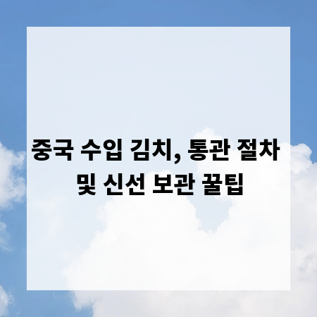 중국 수입 김치, 통관 절차 및 신선 보관 꿀팁