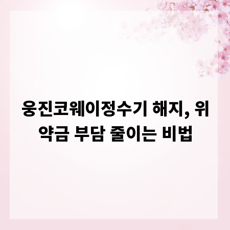 웅진코웨이정수기 해지, 위약금 부담 줄이는 비법